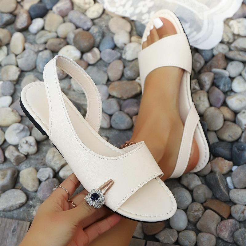 Сандалии Женские 2025 Новые Европейские и Американские Большого Размера Летние Модные Плоские Универсальные Пляжные Сандалии 43 белый