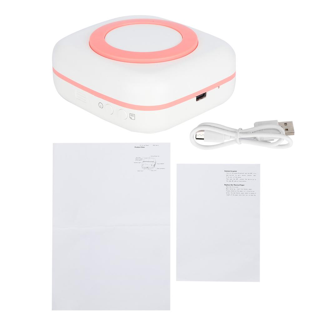 Printer 200DPI Portable 8.8x8.5x3.7cm TypeC Thermal Printing Device with 800mAh Battery(Pink )
