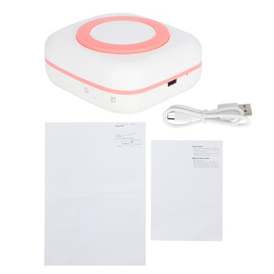 Printer 200DPI Portable 8.8x8.5x3.7cm TypeC Thermal Printing Device with 800mAh Battery(Pink )