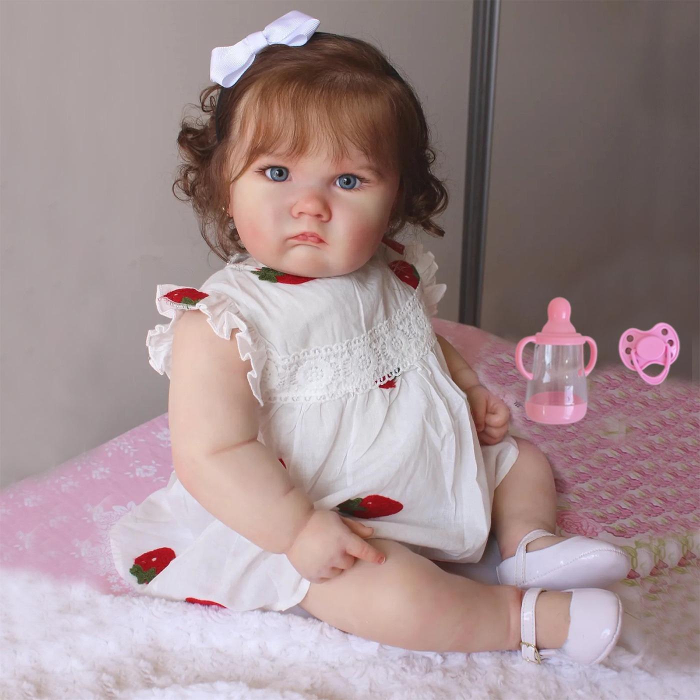 

BZDOLL 60см 24 дюйми Велика Товста Лялька Шкіра з 3D-розписом з Судинною Веною М який Вініл Реборн Дитина Дівчинка Принцеса Новонароджена Малятко Діти на Подарунок до Дня Народження 60cm/24inch