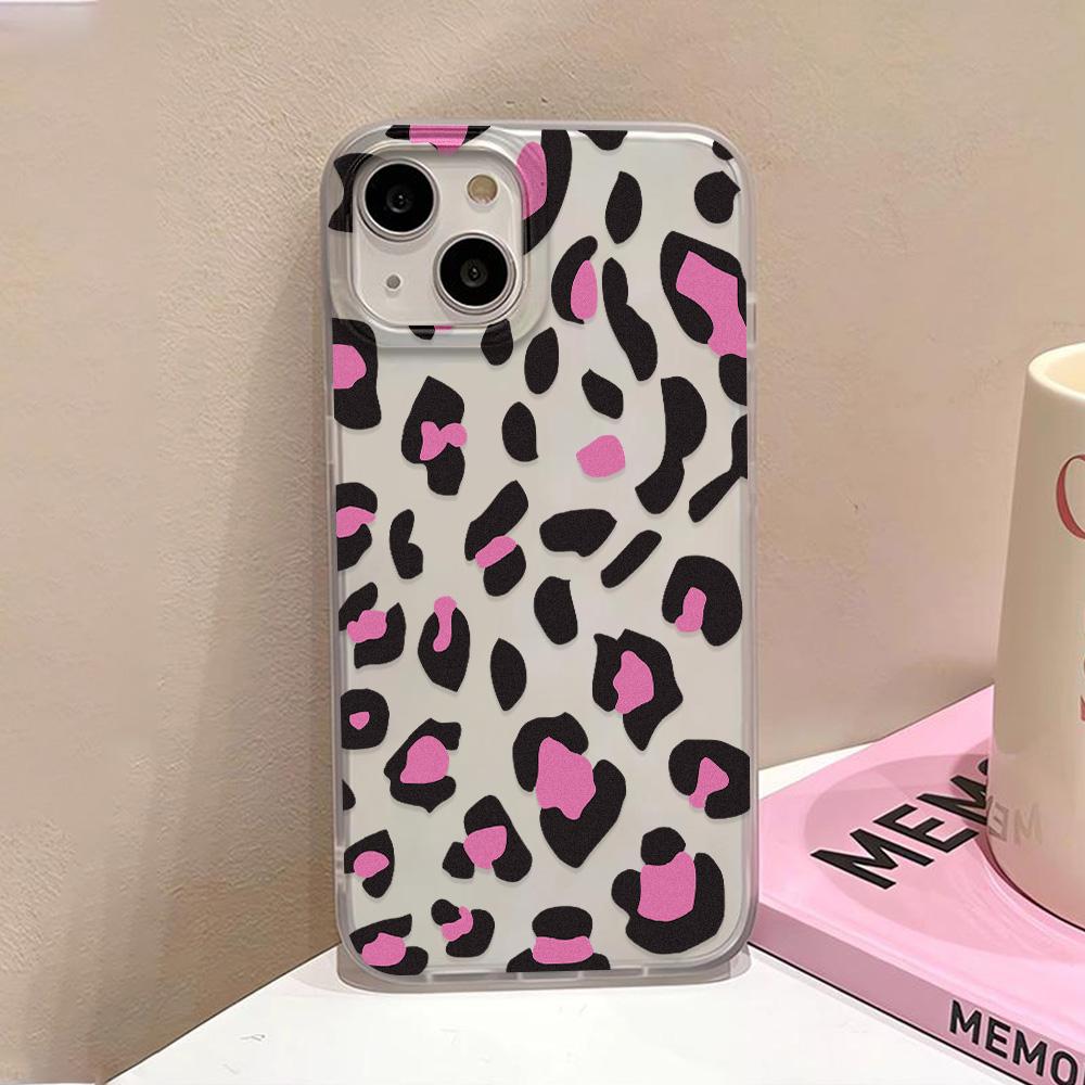 INS Black Leopard Print Phone Case For iPhone 15 13 11 12 14 16 Pro Max 13 12 Mini 15 16 Plus Soft Shockproof Bumper Cover Funda