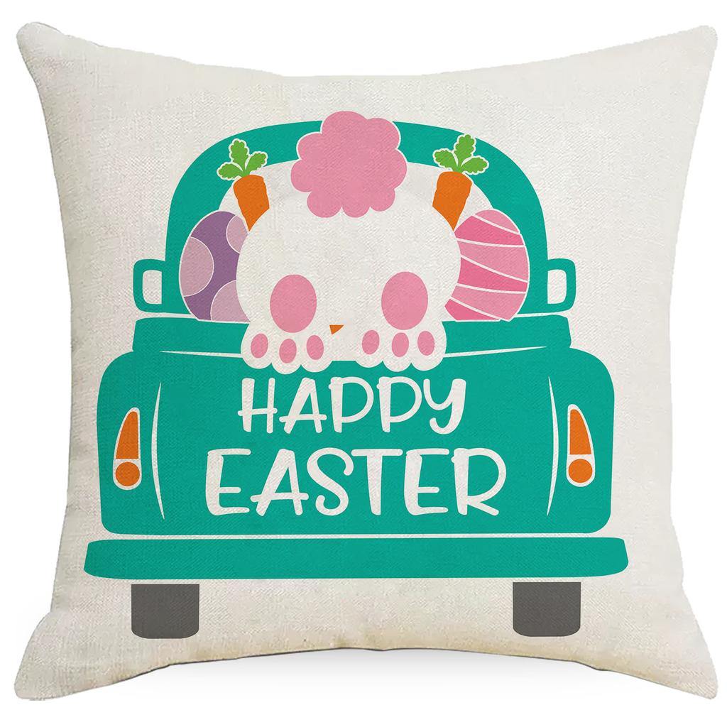 New Easter Pillowcase Cute Fun Rabbit Short Plush Linen Cushion Pillowcase