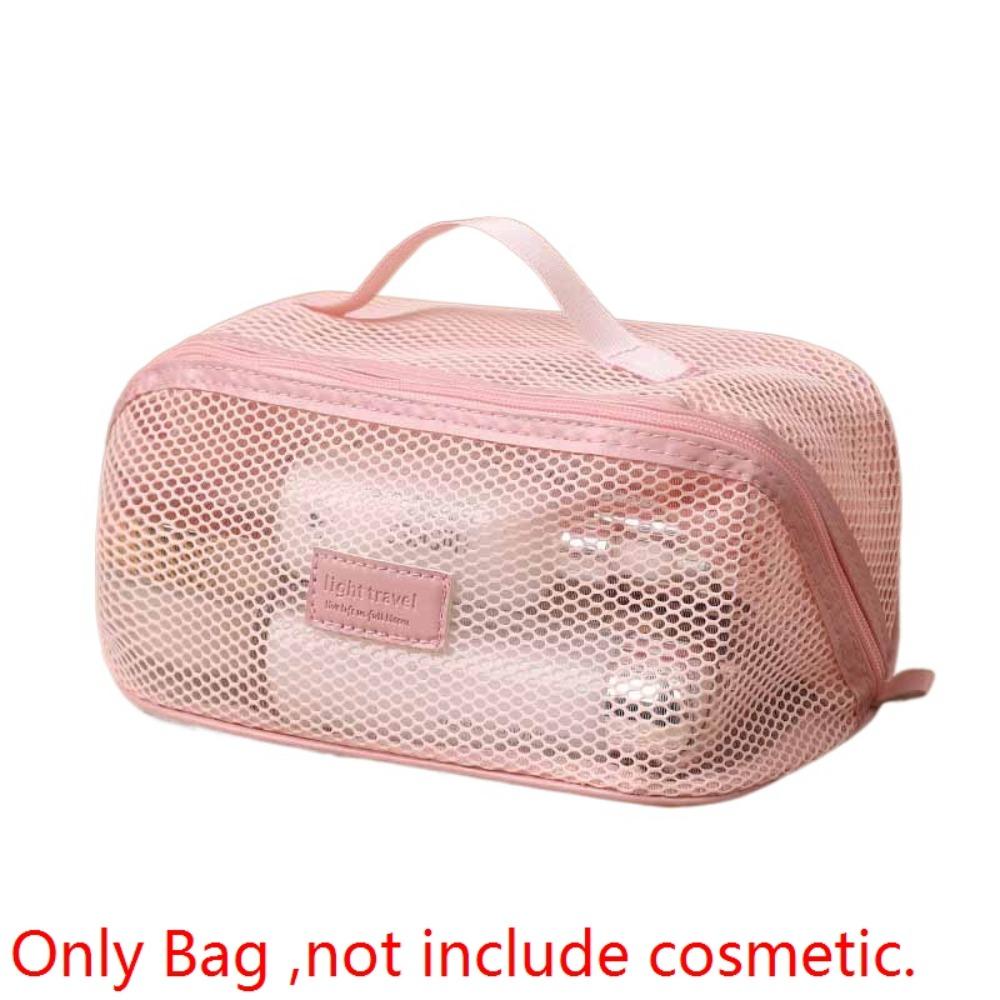 Solid Color Mesh Cosmetic Bag Large Capacity Pillow Makeup Pouch Transparent Makeup Bag  Lady