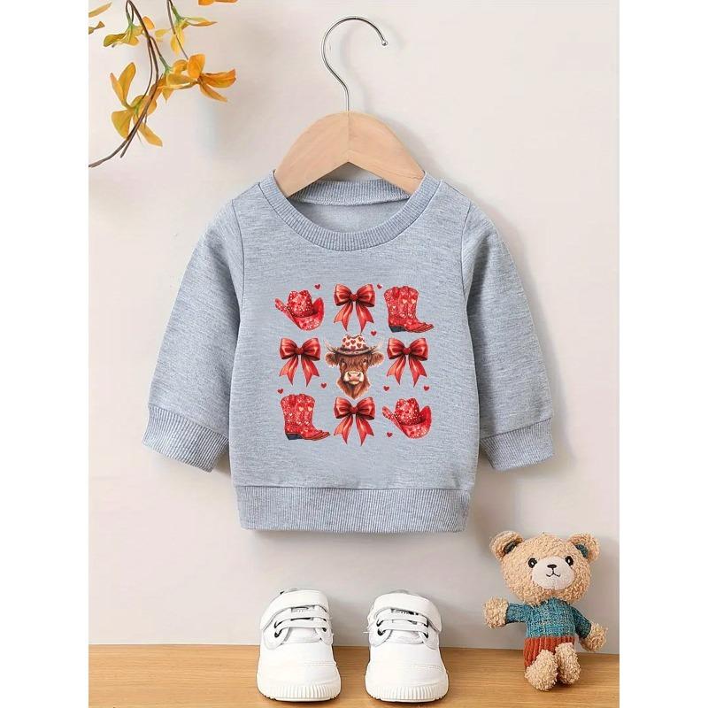 European sizes Cute Print Pattern Sweatshirt for Baby Kids, Comfortable And Easy with a Round Neck