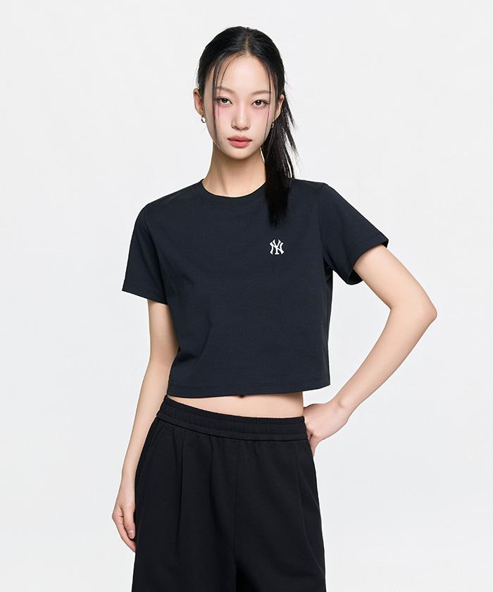 Emelbi Women'S Basic Crop Comfortable Fit Short Sleeve T-Shirt Ny (Black)