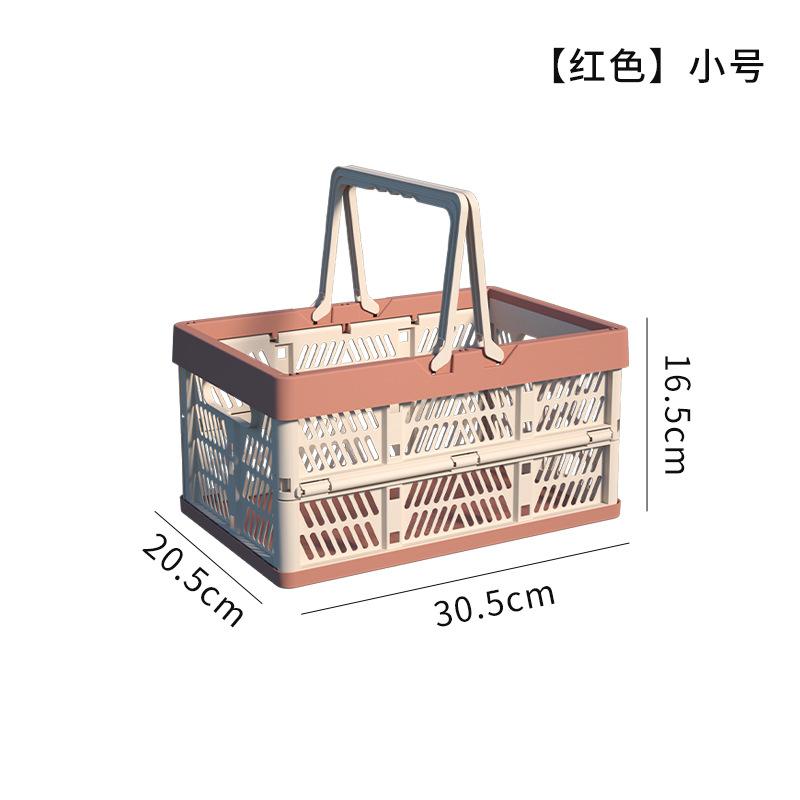 Folding Basket Outdoor Portable Picnic Box With Handle Camping Foldable Storage Plastic Box Large Supermarket Shopping Basket