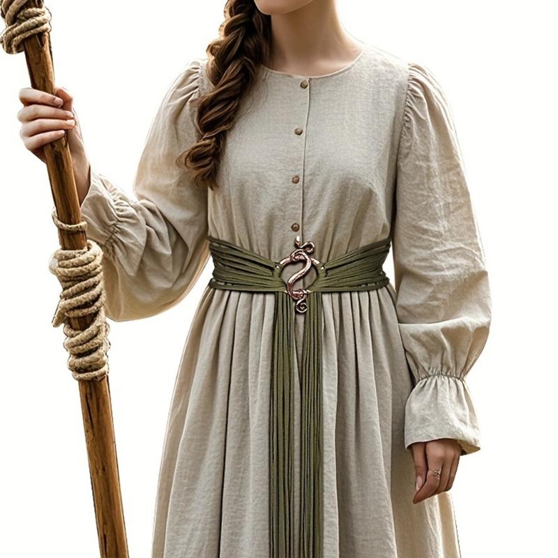 Medieval Extra Long Rope Belt Vikinges Trolles Crosses Rope Belt Norses Witch Waist Belt Long Rope Rings Knotted Belt