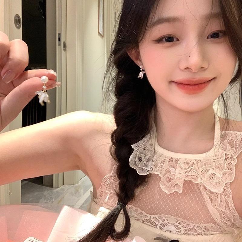 S925 silver needle zircon pearl earrings women's light luxury niche high-end butterfly stud earrings versatile temperament earrings