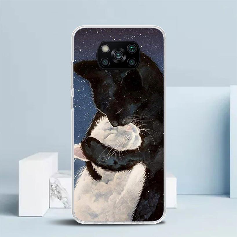 Cartoon Cute Black Cat Phone Case For Xiaomi Poco F7 Ultra X5 X6 X7 Pro M7 Redmi 15C 15 13C 13 12C 12 10C 10 10A 9 9C 9A 9T Cove