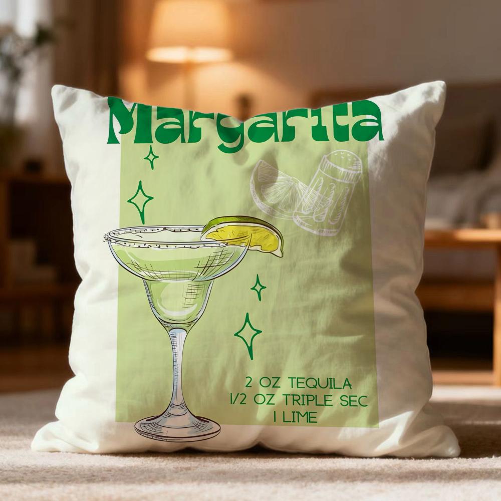 Hot M-Mmargarita Cocktail Arted Cushion Cover Soft Washable Pillow Case Multi-Scene For Couch Bed Travel Office Use