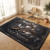 Abstract Geometric Theme Crystal Velvet Floor Rug Personalized Custom Name Text Warm Carpet Home Decoration