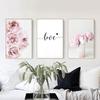 Canvas Painting Nordic Decor Pink Peony Flower Poster and Print Love Wall Art Floral Picture Bedroom