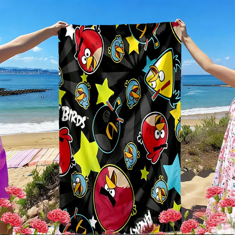 Angry Birds Print Beach Towel, Versatile Lightweight Absorbent Beach Towel for Pool Surf Yoga Bathroom, Perfect Birthday Holiday Gift