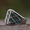 316L Stainless Steel Square Ring With Green Zircon Middle East Anels Danshen Temperament  Accessories Couple Gift