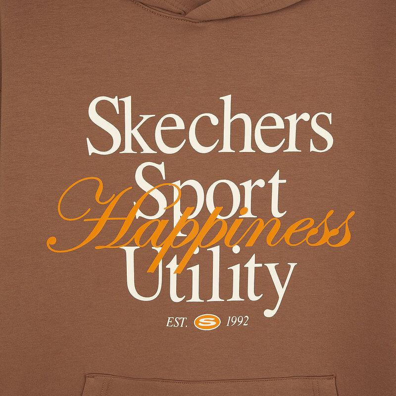 Skechers American Street Retro Sports Casual Warm Loose Comfortable Pullover Hoodie Men hoodies Caramel-Coffee L324U022-03F9