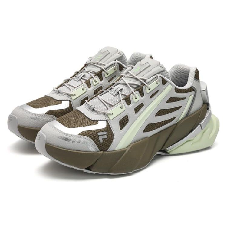 Fila Fusion TI-22 Fabric Synthetic Leather Rubber Casual Shoes Men Sneakers Green Gray T12M411101FCV