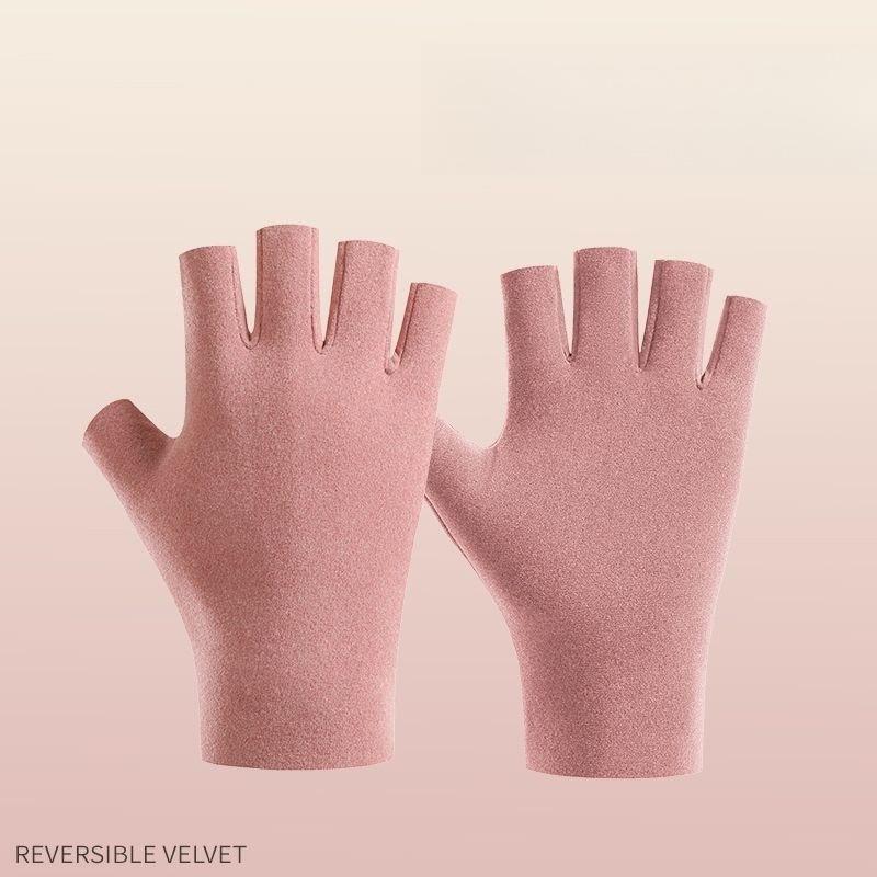 Open-finger Gloves Half-Finger Men's and Women's Winter Fleece Lined Touchscreen Anti-Freeze Gloves for Driving and Cycling