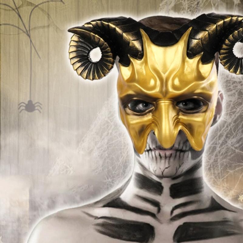 Devil Mask Ox Horn Mask Halloween Demons Mask Masquerade Mask Scary Devil Mask