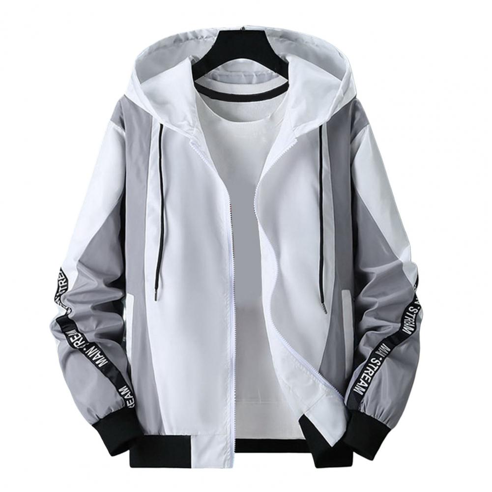 

Мужская куртка, пальто с капюшоном и шнурком, бейсбольное пальто с длинными рукавами, цветные блоки, тонкая молния, верхняя одежда, топы XXXL