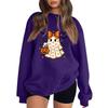 Women's Comfortable Round Neck Long Sleeve Sweatshirt Loose Fit Casual with Color and Halloween Print