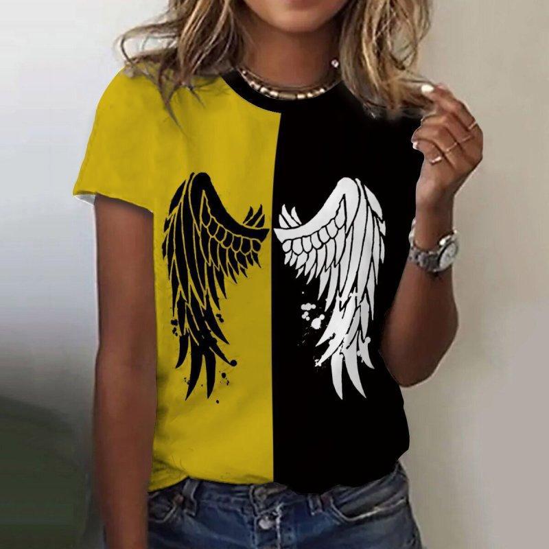 Fashion Wings 3D Print T-Shirts Women Summer O-Neck Short Sleeve T Shirt Harajuku Tops Y2k Casual Oversized Tees Female Clothing