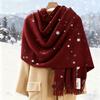 Women'S Shawl Scarf - 300G Soft Burgundy Luxurious Winter Scarf, Thick Warm Outerwear Neckwear, Suitable for Weddings, Parties, And Daily Use