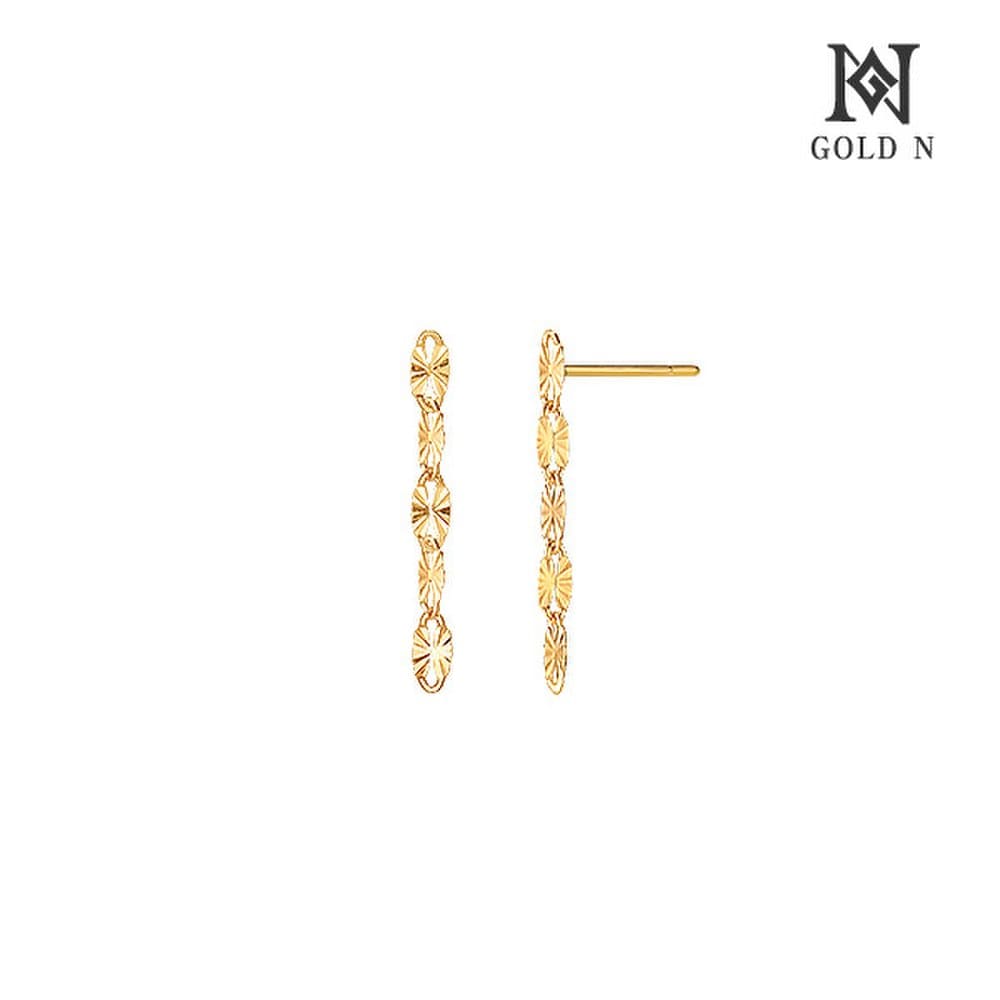 Zlato N 14K Sluneční řetízkové náušnice Velké 1,5 cm