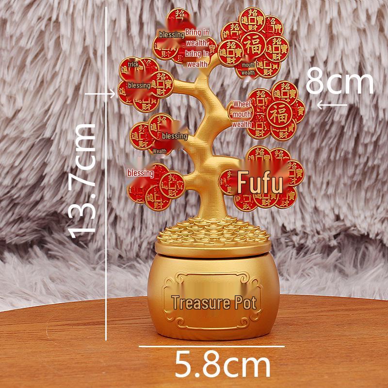 

Вращающаяся фигурка денежного дерева: Металлическое изделие ручной работы «Удача и богатство» для украшения дома или офиса.