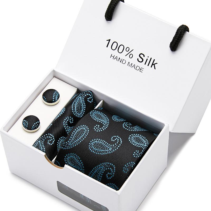 Men'S Tie Gift Box 5-Piece Set Tie Pocket Towel Scarf Cuff