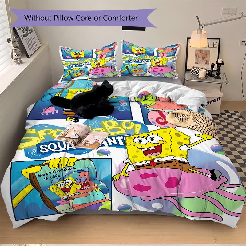3pcs SpongeBob Bedding Set: Perfect for Bedroom or Guest Room. Soft and Comfortable with No Core Included Yy251010129