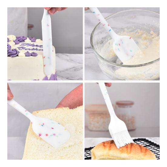 6Pcs Silicone Spatula Set Food Grade Cooking Utensils Set Non-Slip Heat Resistant Flexible Kitchen Tools for Baking Stir-Frying