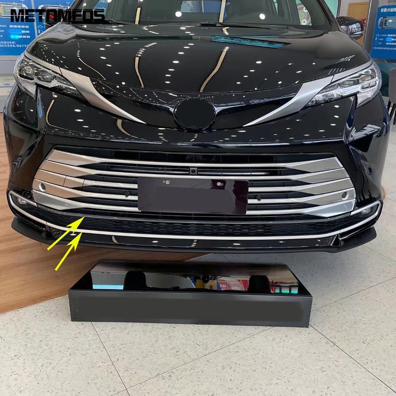 For Toyota Sienna -2024 2025 2026 Carbon Fiber Front Bumper Grille Racing Grill Molding Trim Sticker Accessories Car Styling