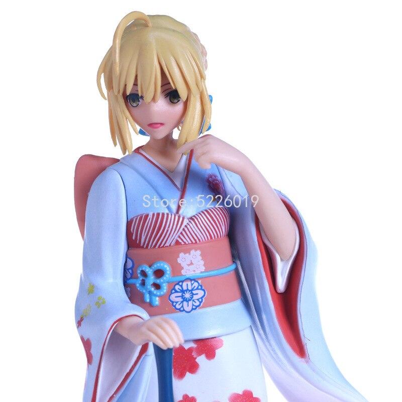 25cm Fate Stay Night Saber Kimono Ver .1 /7 Scale Action Figure Saber Sexy Girl Anime Figure Saber Figurine Collectible Model Toy