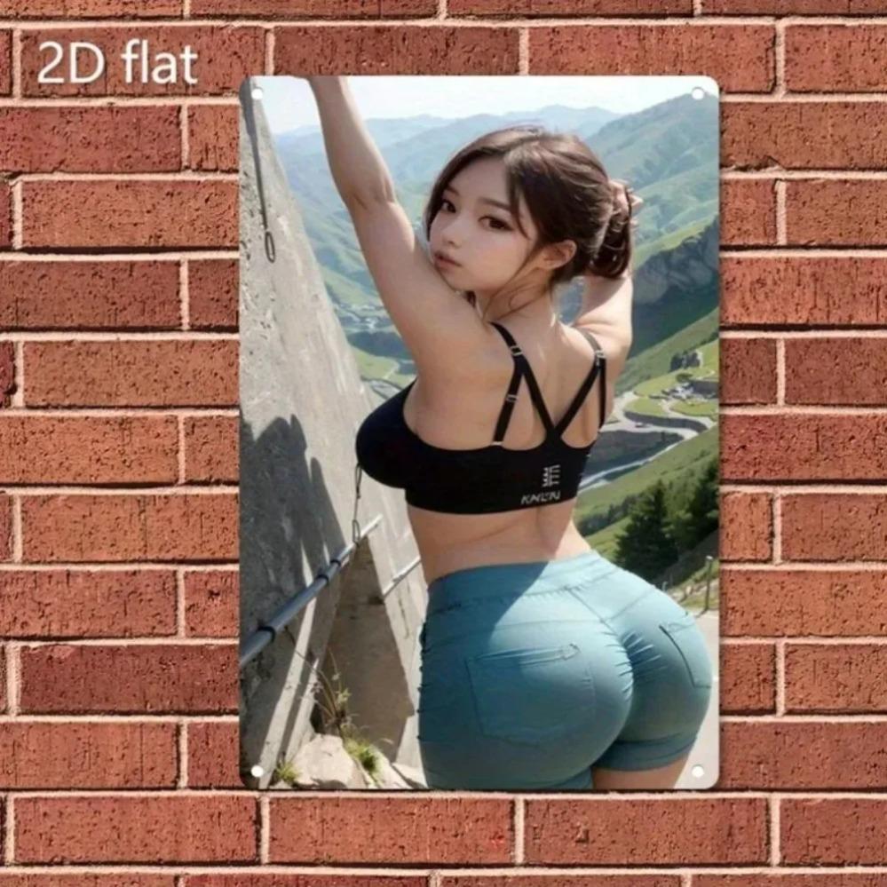 DORA Tin Sign Vintage Metal Wall DecorFunny Woman Bathing Art Tin Sign for Home Bar Cafe