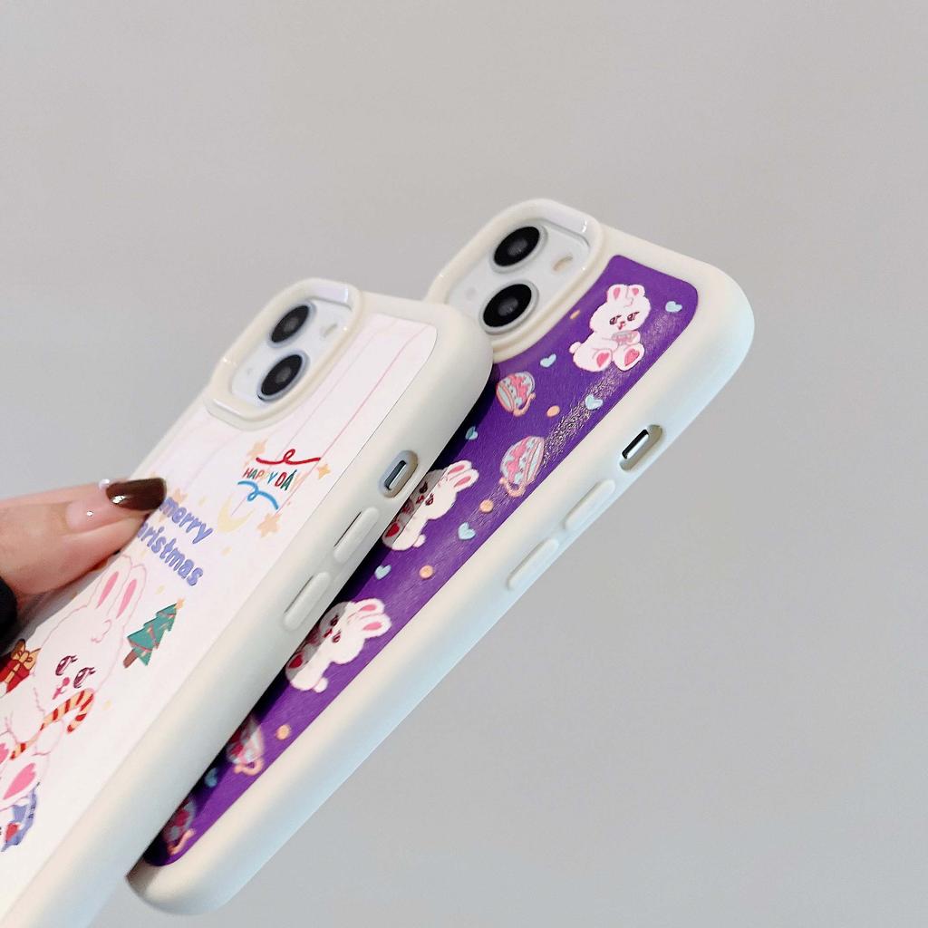 Rabbit Christmas Day Gift Cartoon Happy Cute Bunny Phone Case For Iphone 11 12 13 Promax 14 Pro Max Plus Xsmax Xr X Back Cover