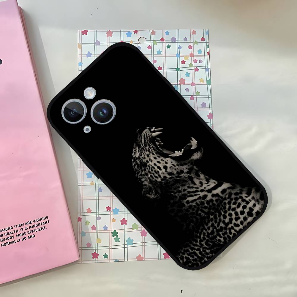 F-Ferocious Leopard Phone Case For IPhone 1716 15 14 13 Pro Max 11 12 Mini X Xs XR Black Silicone Cover
