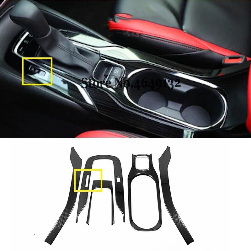5 Pcs Stainless Steel Carbon Fibre Gear Shift Panel Water Cup Holder Cover Trim For Toyota Corolla Interior Accessories