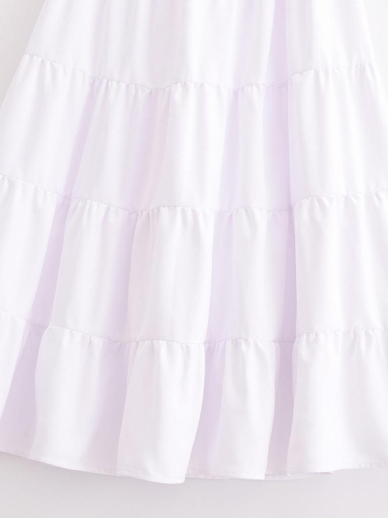 Spring 2025 Women's Fashion: European & American Style Poplin Short Top with Midi Skirt