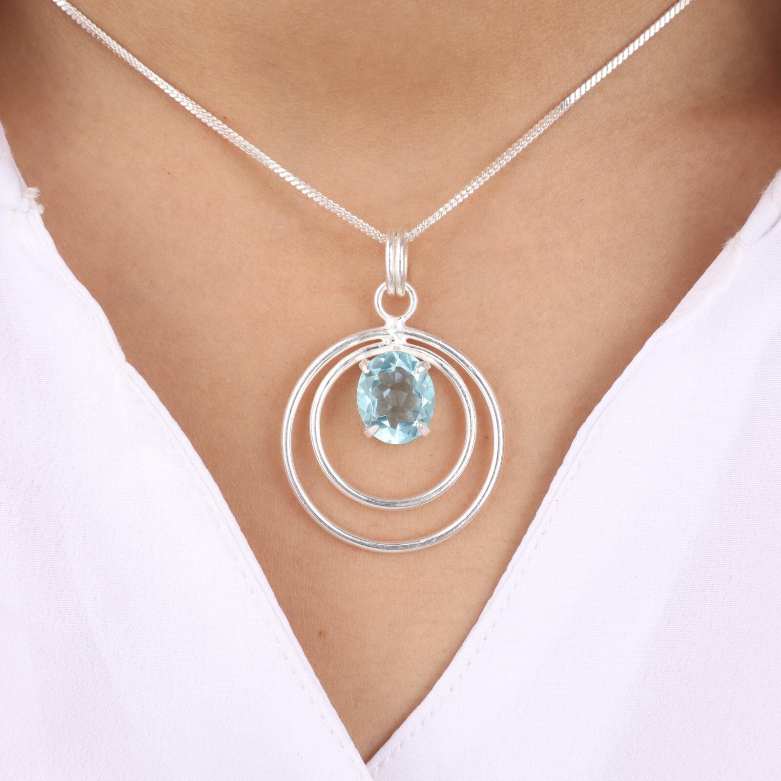 

Небесно-голубой топаз драгоценный камень 925 стерлинговое серебро ювелирный кулон 1,65 для свадебного подарка PP-61-6