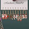 5 Pairs Christmas Earring Set For Women Cartoon Dripping Oil Santa Claus Snowflake Xmas Tree Elk Earrings New Year Party Jewelry