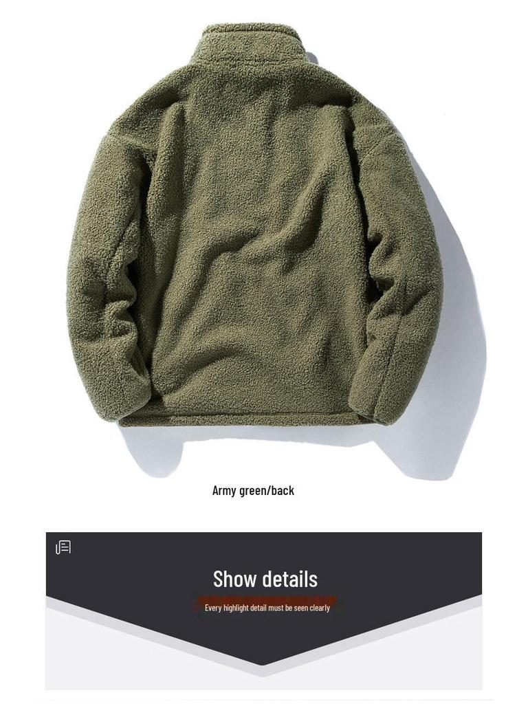 Men's Autumn/Winter Teddy Fleece Jacket - Stand Collar, Loose Fit, Thick, Warm Hoodie