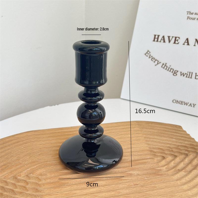 Nordic Black Glass Candle Holder: Luxurious Home Decor for Living Room Desktop