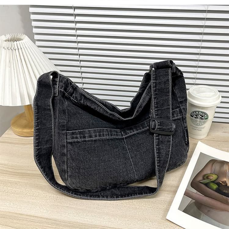 

Женская сумка из выбеленного денима, сумка через плечо, сумка на плечо 37*13*27cm чёрный