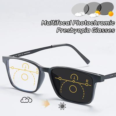 Multifokale photochrome Alterssichtigkeit-Brille Quadratischer Rahmen Lesebrille für Geschäft Blaulichtfertige Fernsichtbrille
