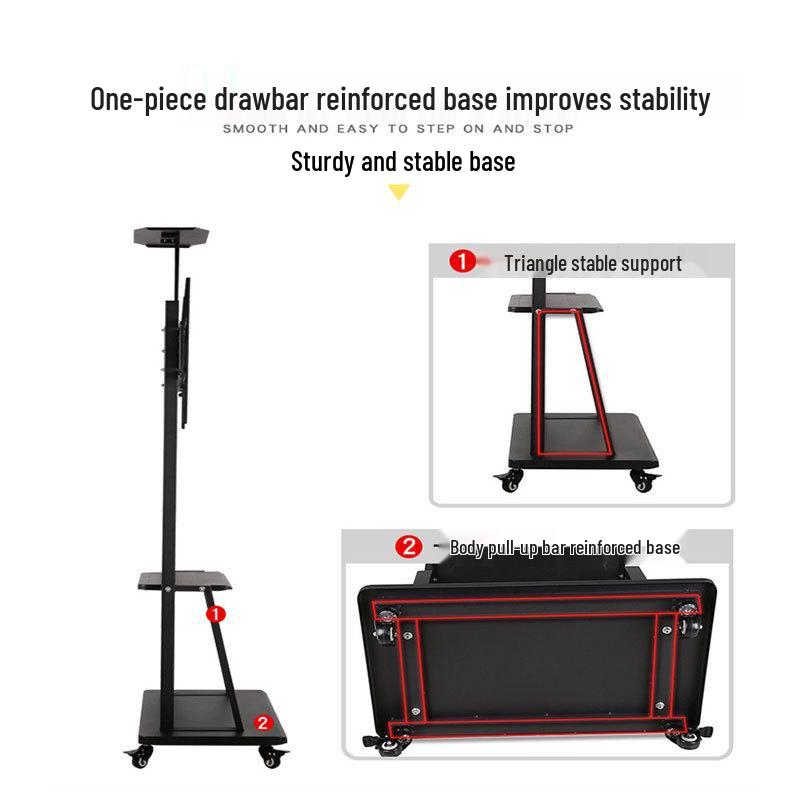 LCD TV Stand Floor Mount for 32-75 Inch Screens - Movable Cart