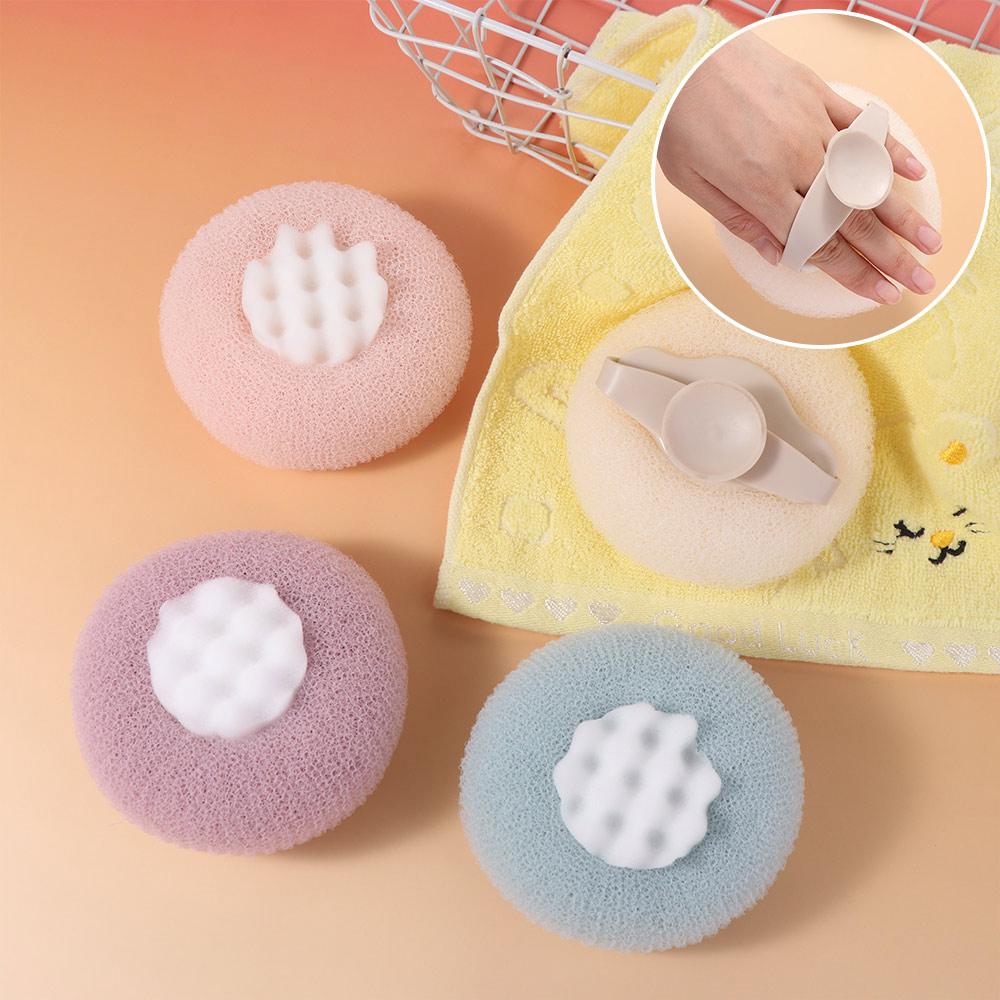 4Pcs Round Shape Suction Cup Bath Ball Super Soft Body Exfoliating Sponge  Bathroom