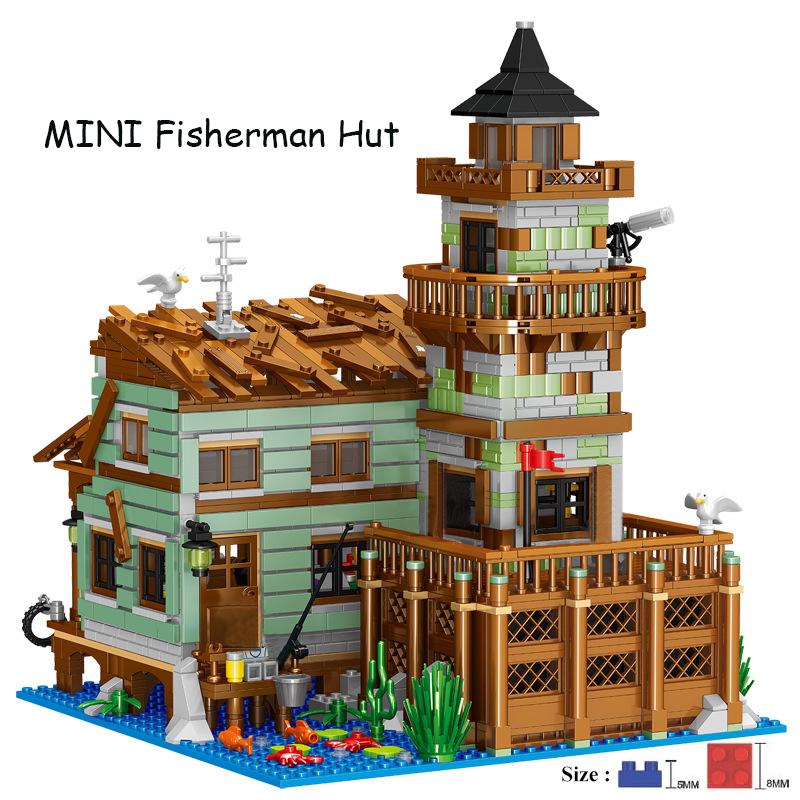 

Креативный Moc Mini Fisherman Cabin House Building Block Idea Street View Cabin Fishing Модель Кирпичи Assenbly Мальчики Детские игрушки Подарки ONE SET разноцветный
