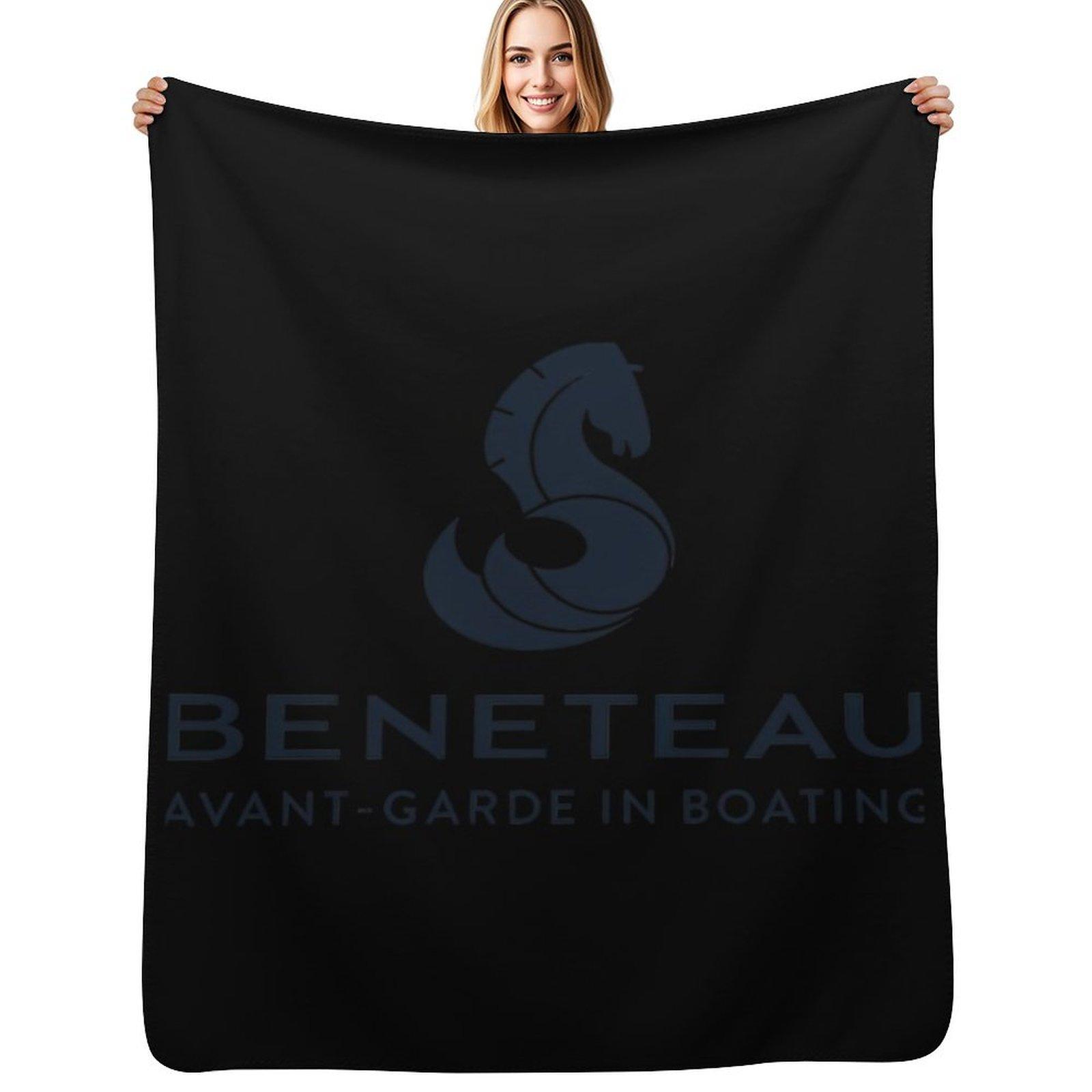 Beneteau Yachts Logo Fishing Boats Throw Blanket Warm Napping Blanket for Office Couch Bed Size: 75*100cm, Weight: 230 GSM