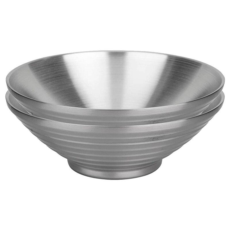 

2-piece noodle soup bowl 2-piece double-layer 304 stainless steel Udon Soba PHO noodle cereal bowl (9.5 inch) | Bowls