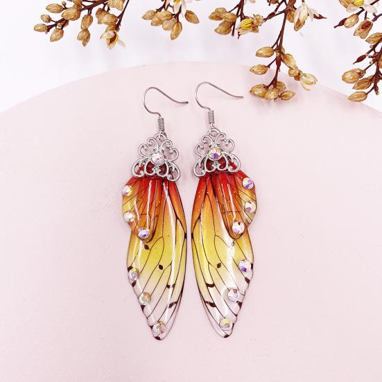 Women Earrings Butterfly Wing Gradient Color Rhinestone Ear Hook Jewelry